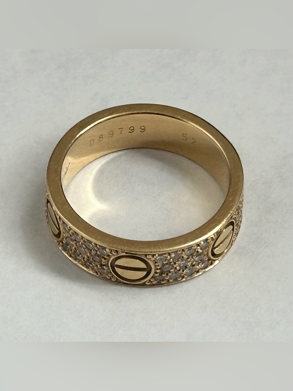 Cartier Love Ring Band Classic Model Pave Diamond 18K Yellow Gold Size 52 / US 6 - Picture 5 of 5